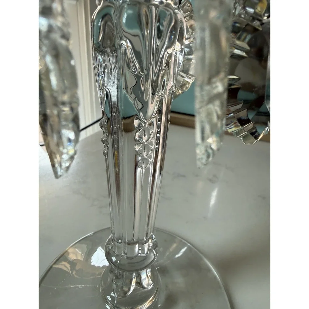 Heisey QUEEN ANN 8 inch w Crystal PRISMS Candleholder French Chic
